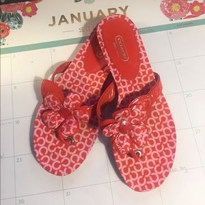 Pink & Red Flowee Coach Sandles
